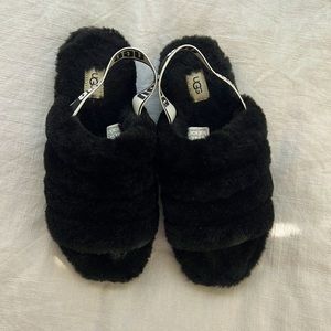 UGG Fluff Yeah Slide Unisex Size-9 Color-Black